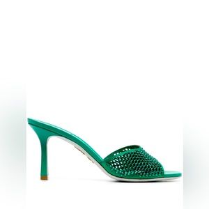 René Caovilla
Green Crystal Embellished 90 Leather Mules